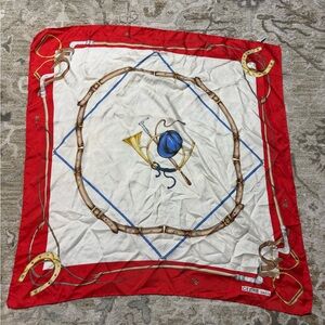 Celine Red and White Equestrian Scarf